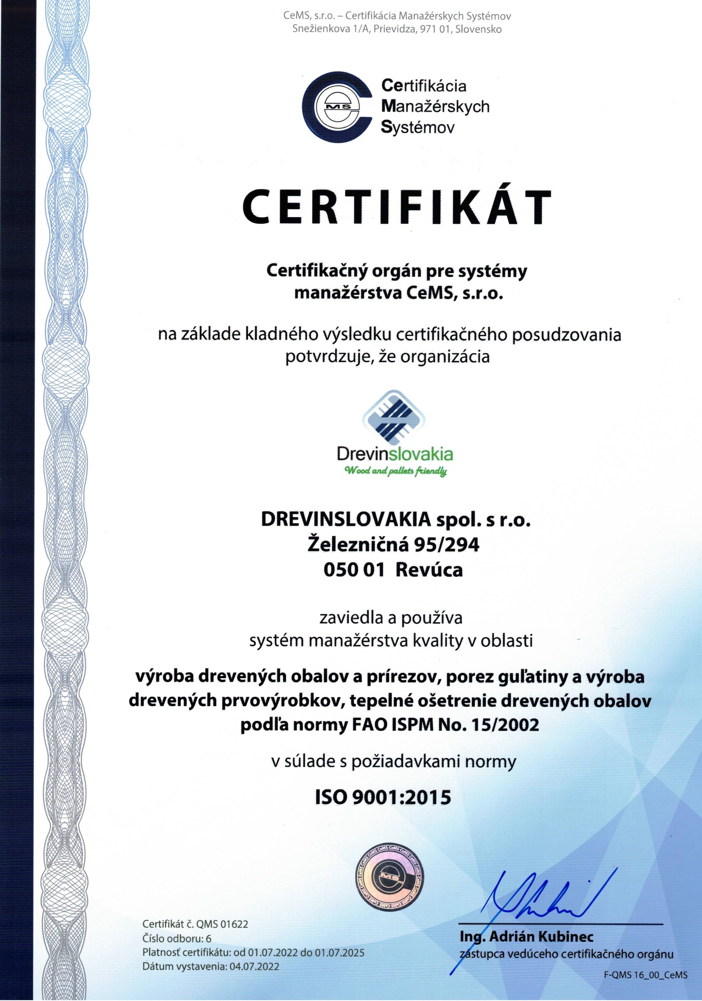 Certifikat kvality ISO